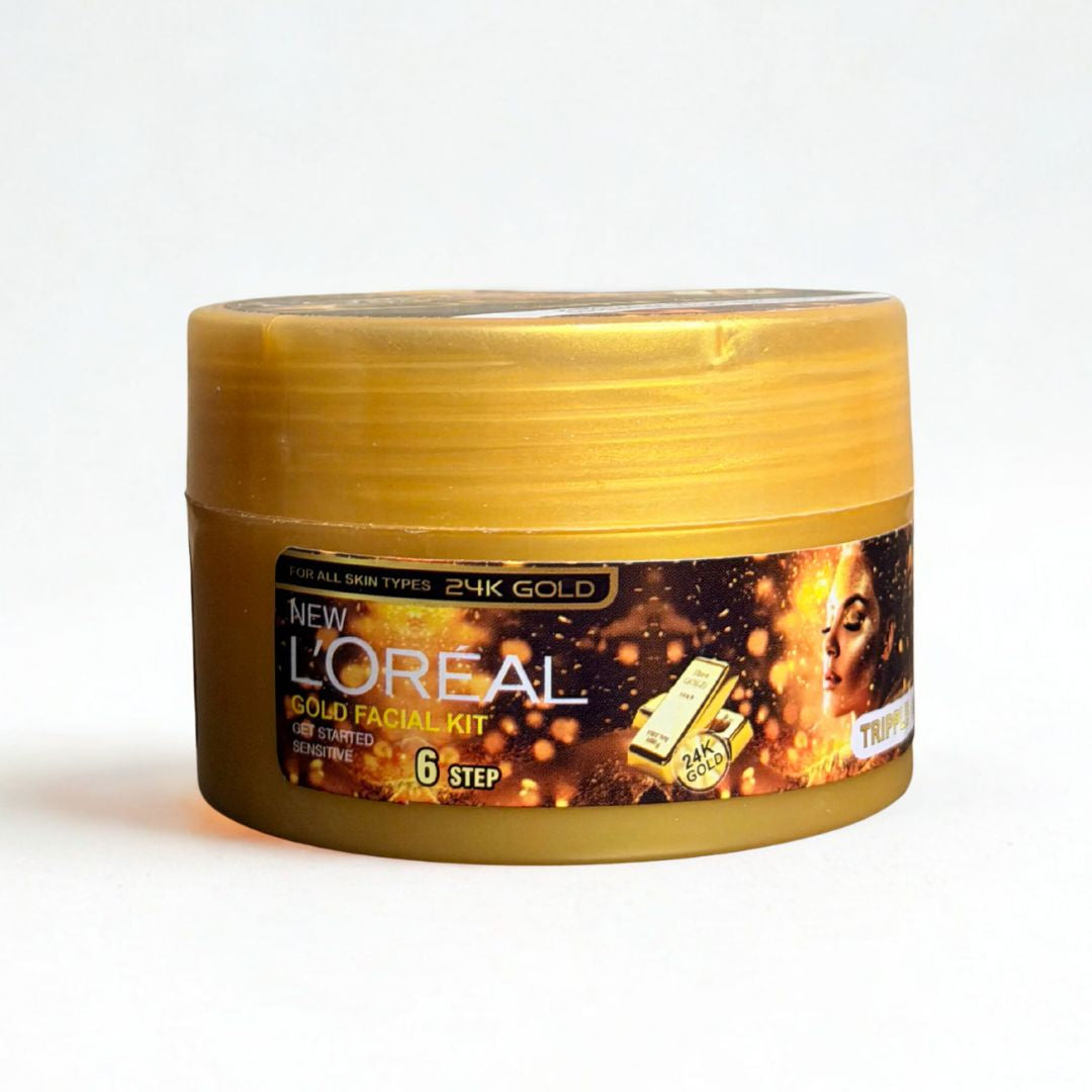 L'Oréal 24K Gold Facial Kit – 6 Step Professional Glow Treatment