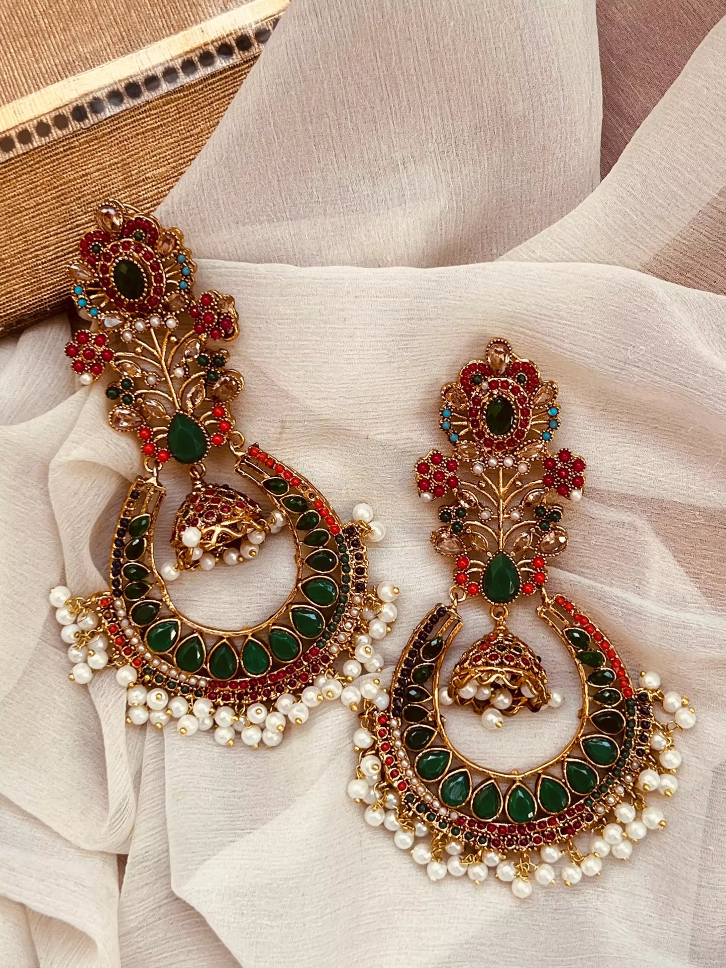 Norratan earrings - Dark Green