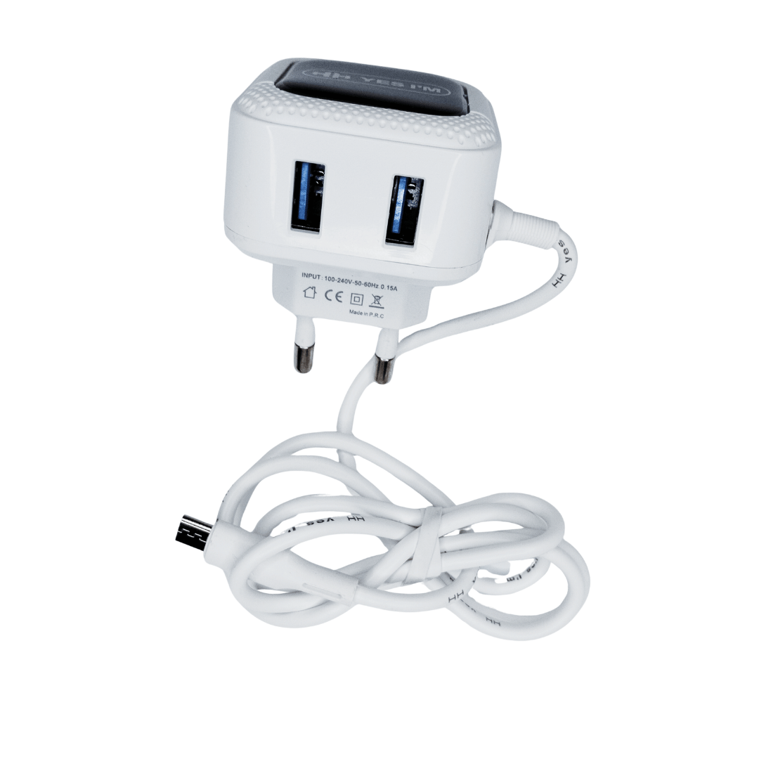 YES I’M Max 5A Fast Charger – Dual USB Ports, Fixed Wire + Micro USB, High - Speed Charging - Zenty Tech