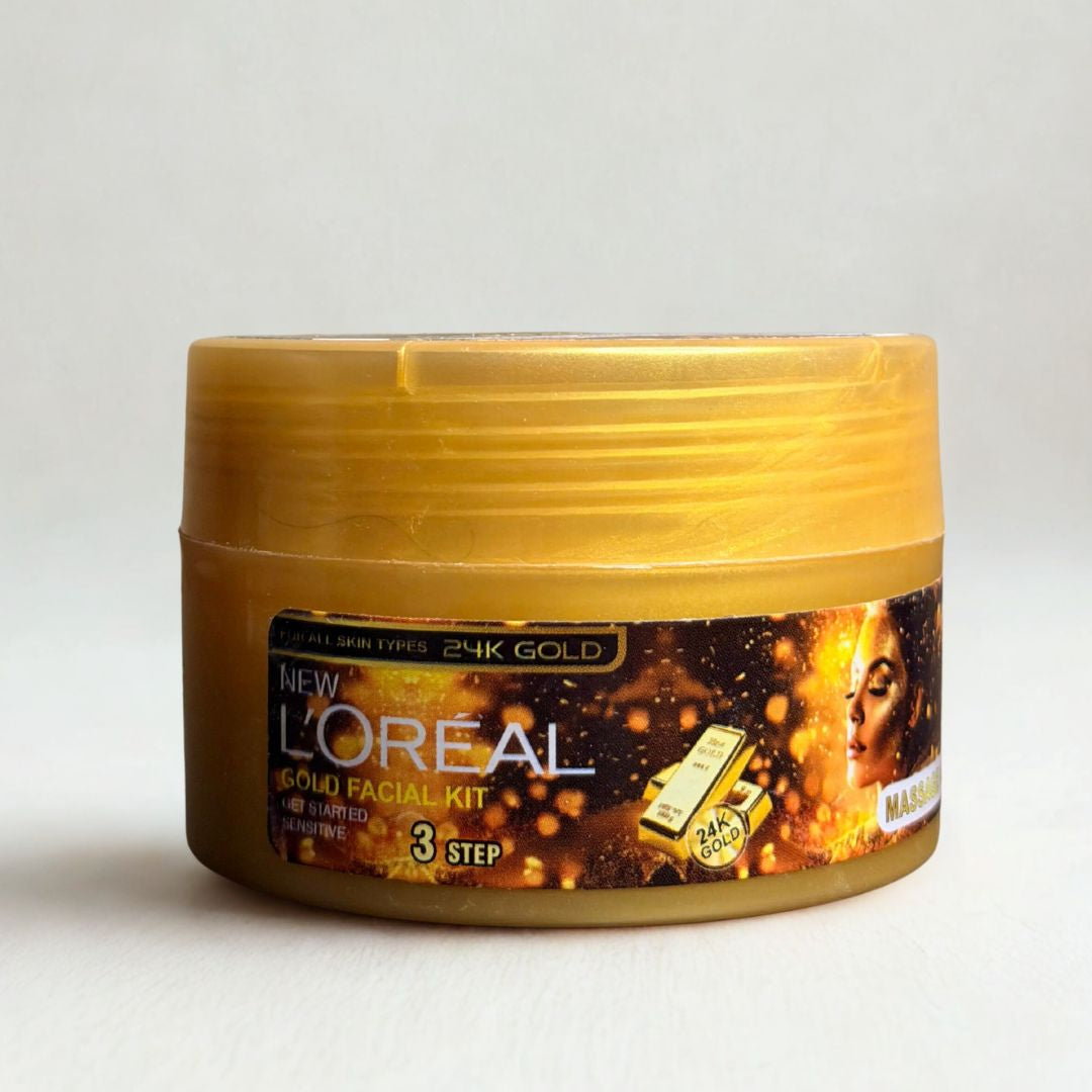 L'Oréal 24K Gold Facial Kit – 6 Step Professional Glow Treatment