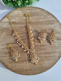 Zircon necklace set with teeka - Champagne