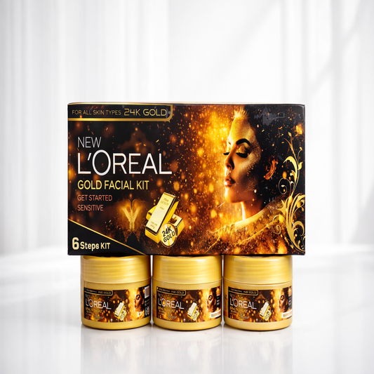 L'Oréal 24K Gold Facial Kit – 6 Step Professional Glow Treatment