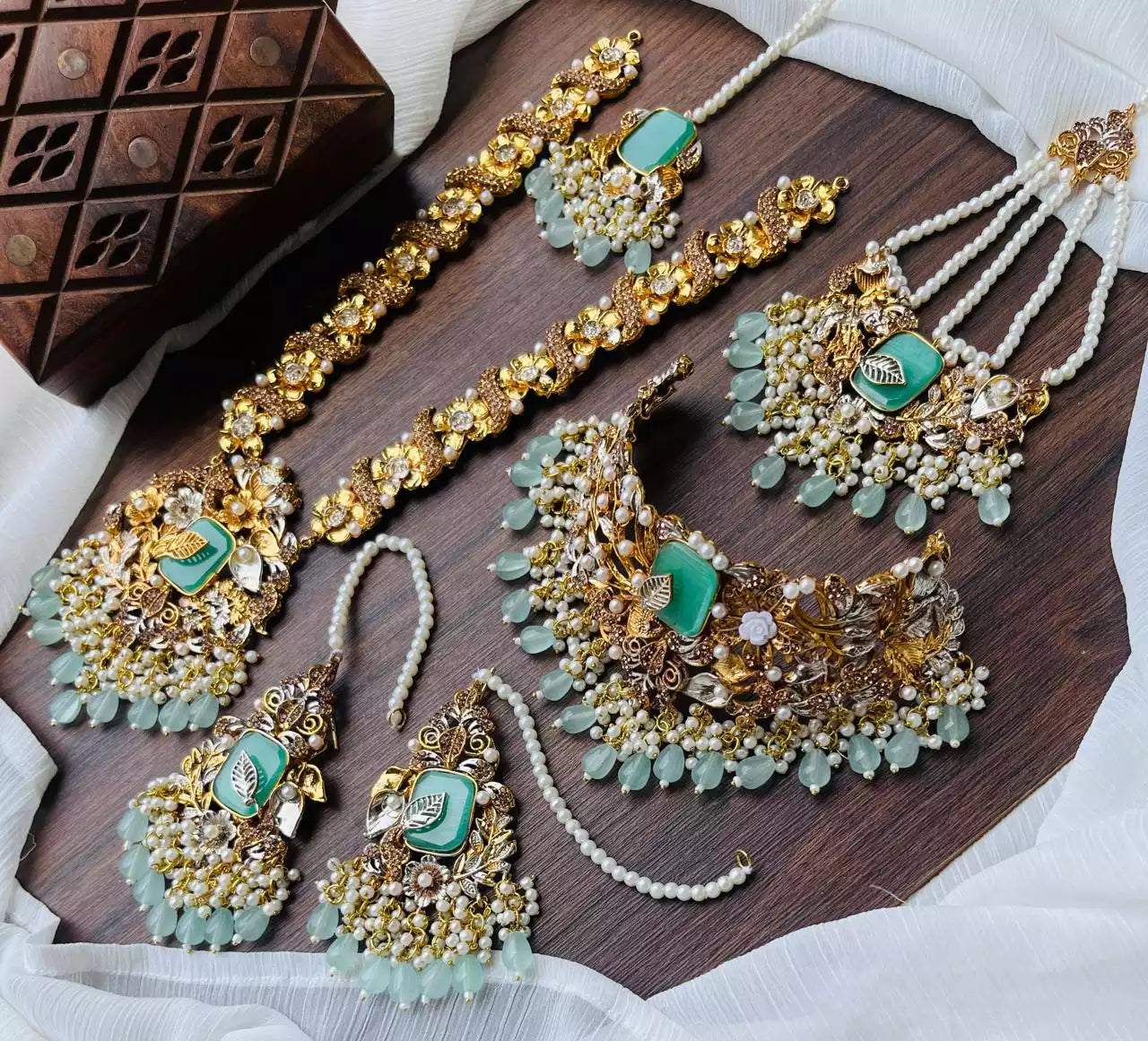 Handmade bridal set - Mint / Green