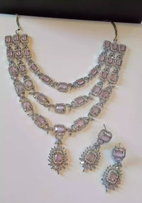 American diamond 3 layer bridal set - Pink