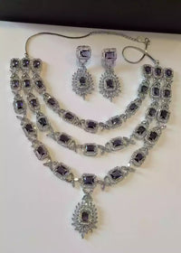 American diamond 3 layer bridal set - Purple