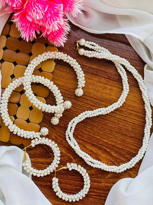 Royal pearl maala set - White