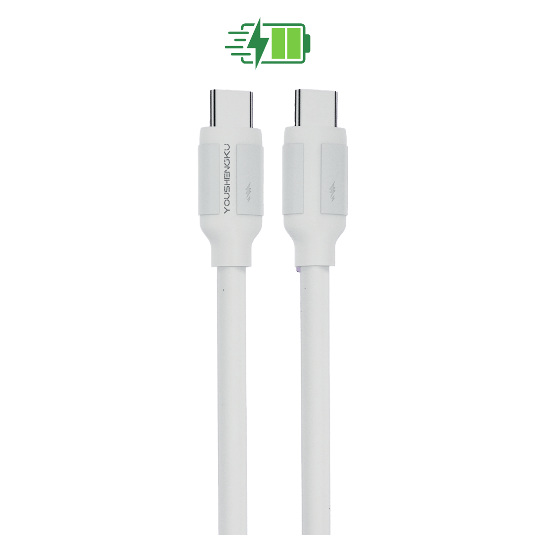 Youshengku 65W MAX Type - C to Type - C Silicone Fast Charging Cable | K - 127 | 1M | Ultra - Soft & Durable - Zenty Tech